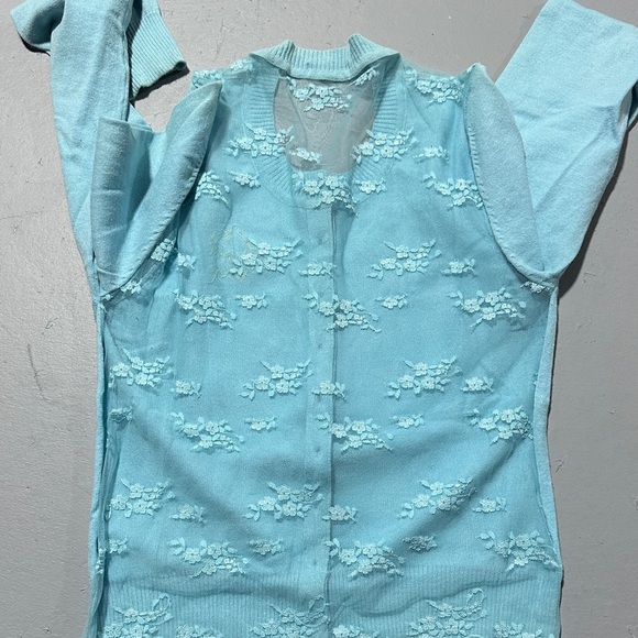 Eyeshadow brand Sky Blue Cardigan Sequin embellishment - total back is lace!! - Picture 3 of 4